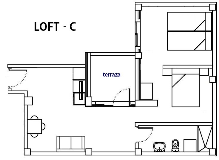 Plano de Ruzafa Perfecto | flats room C